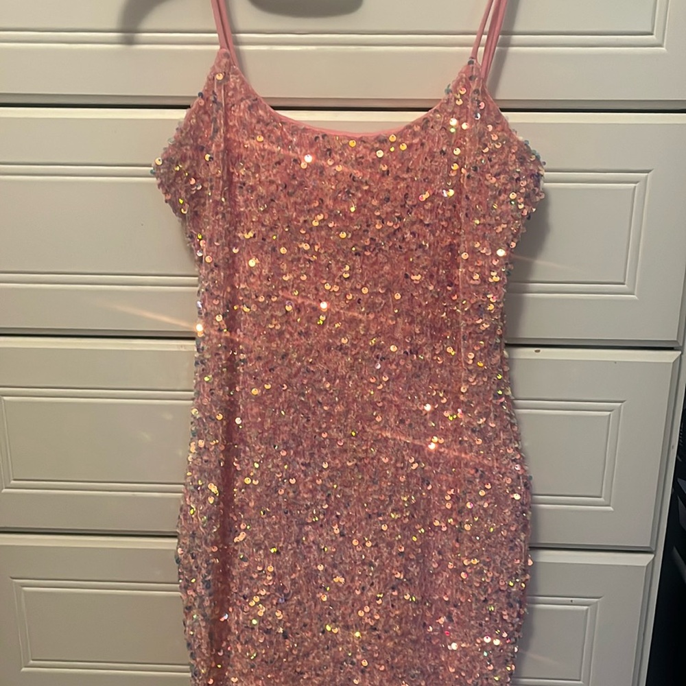 Pink Sequin Body-con dress